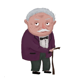 爷爷卡通手绘pngpsd2000*2000卡通人物时尚可爱老爷爷手绘人物pngpsd