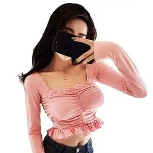 女装露胸系带打底衫低胸上衣性感长袖t恤女冬装时尚小背心潮