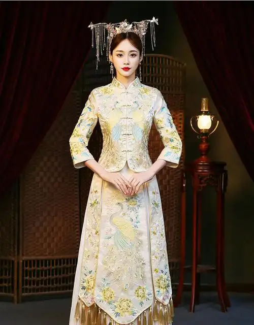 z 荟装 秀禾服2020新款新娘香槟色敬酒服结婚中式婚纱礼服小个子出阁