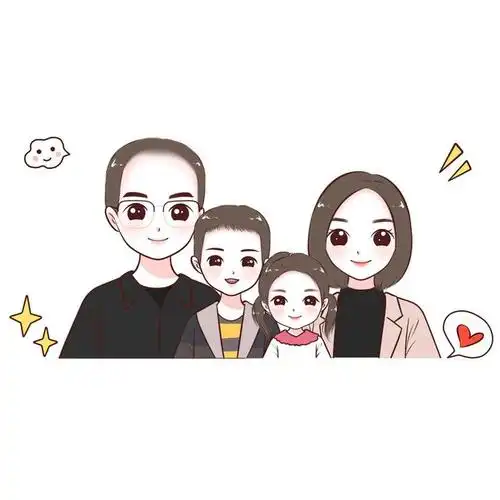 头像设计,一家三口,四口全家福照片头像,简单又好看
