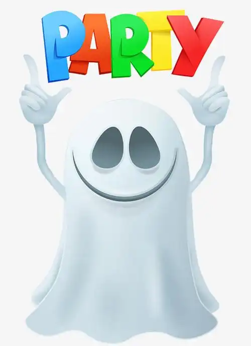 万圣节白色卡通小鬼拿着镰刀