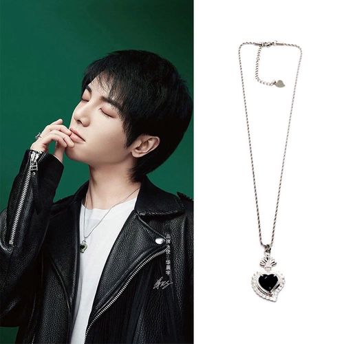 华晨宇同款黑色爱心麻花珍珠项链广告多色简约时尚百搭男女锁骨链