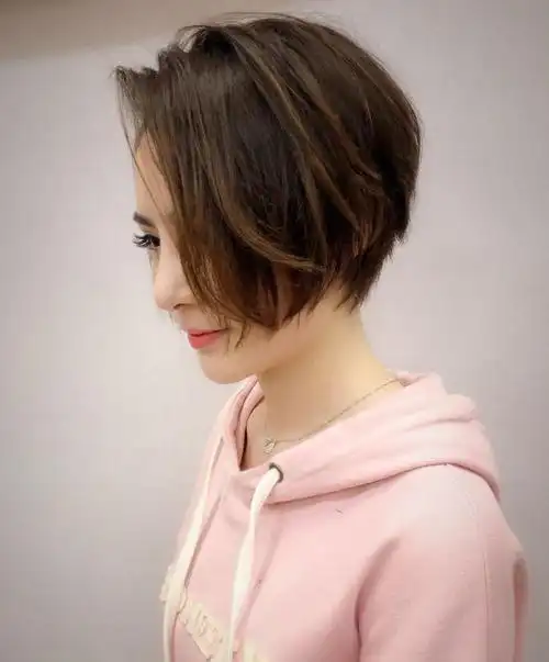 一边长一边短不等式短发,波波头图片-第2图,发型图片