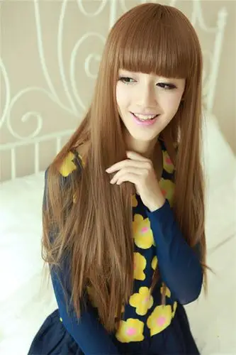 假发女生长直发齐刘海长发女长直发