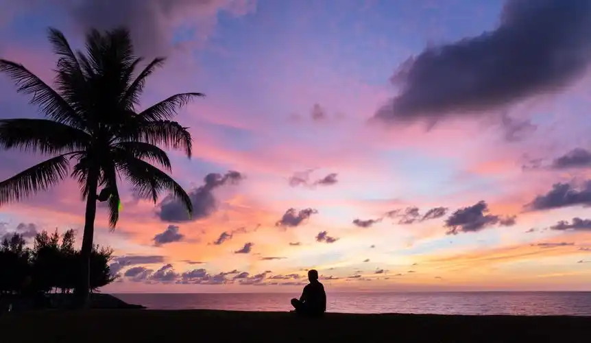 独坐海边 风光 风光 海边 晚霞 剪影 椰树 文莱