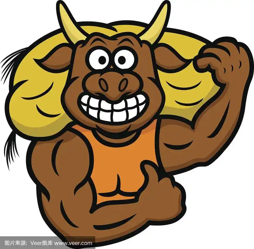 驮着麻袋的强壮公牛卡通