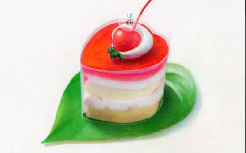 b>彩铅画教程 /b> 樱桃蛋糕