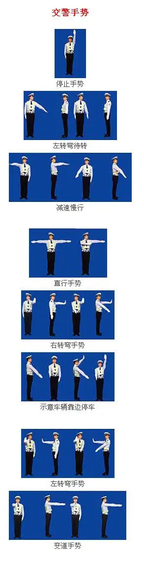 交警手势图解(图文)-武汉黄浦驾校八队网站