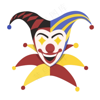 愚人节小丑面具插画2200x2200dpi300psd模版下载