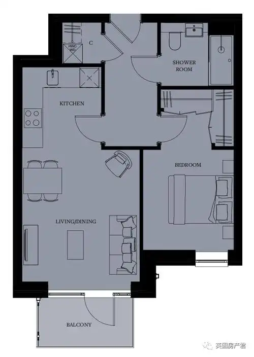 一居室户型平面图