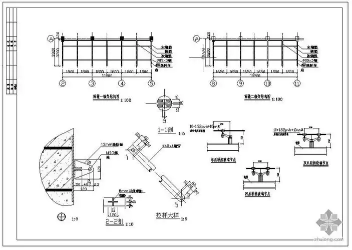 [节点详图]某矩形玻璃雨篷节点构造详图