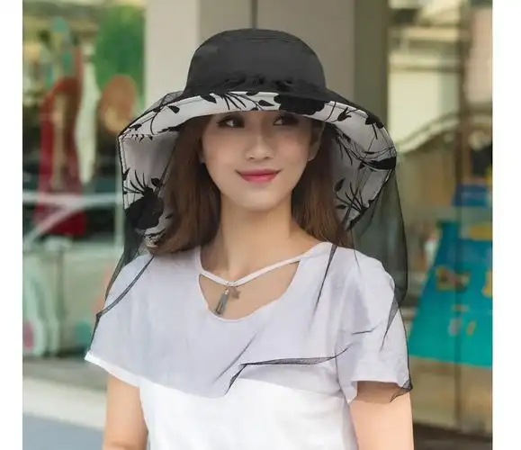 maria cher防蚊帽户外面纱帽男女脸纱帽钓鱼防晒帽防蚊网纱帽遮脸防蜂