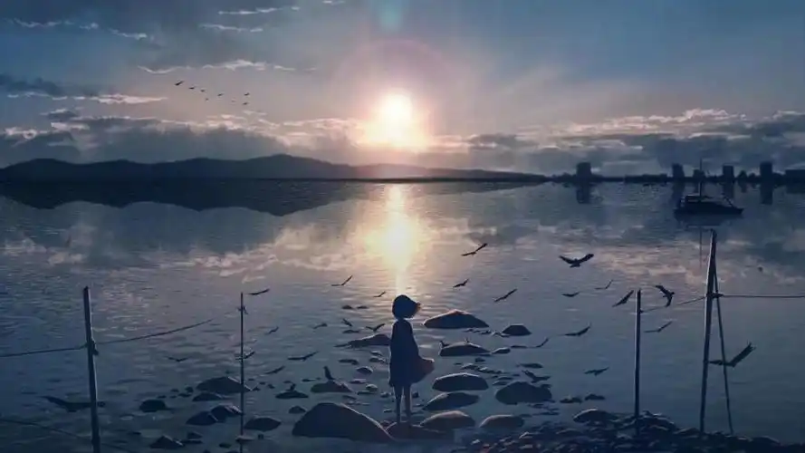 二次元唯美意境背影插画6