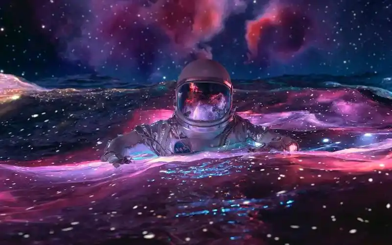 中文字幕c4d制作抖音爆火太空海洋中的宇航员