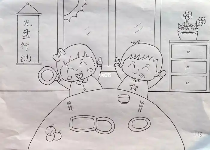 许多幼儿吃饭简笔画