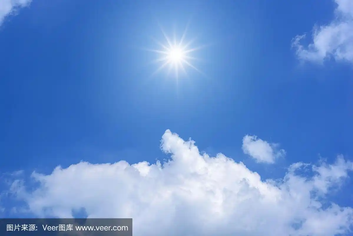 太阳和阳光在蓝天白云.