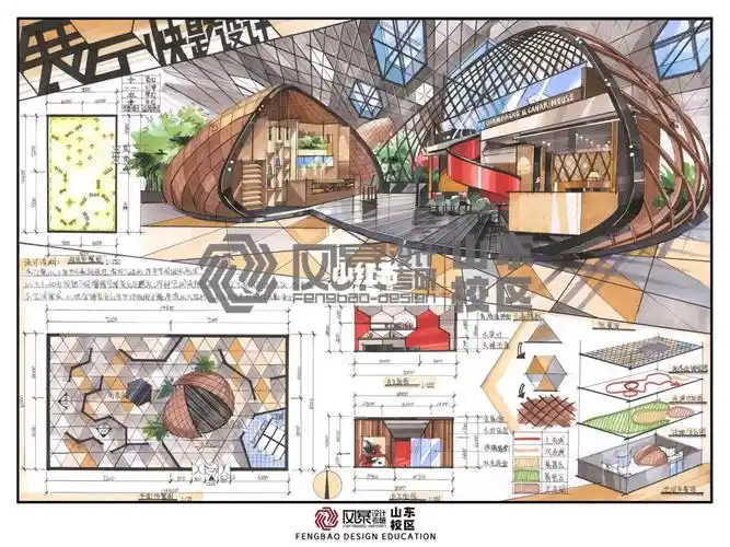 环艺手绘|室内展示空间快题设计