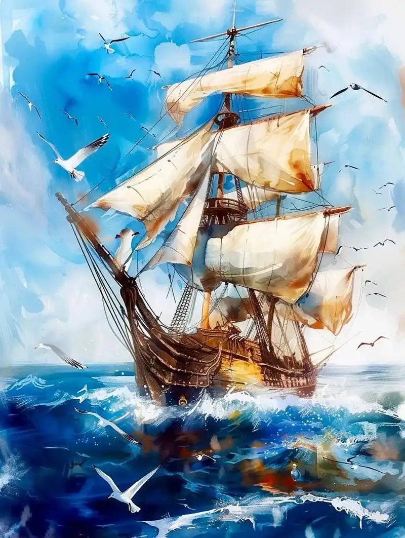 画画的日常# #油画风景# #水彩画# #一帆风顺