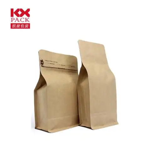 高品质平底牛皮纸咖啡豆包装袋,带铁皮扎锁封口 - buy flat bottom kr