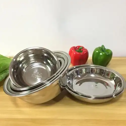 纯正304不锈钢汤盆圆盘子 饭盘汤碗 菜碟打饭盘 食堂酒店激光印字