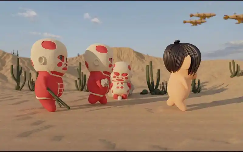 【3d自制】q版进击的巨人:小巨人还在喝奶,艾伦怎么忍心追它?