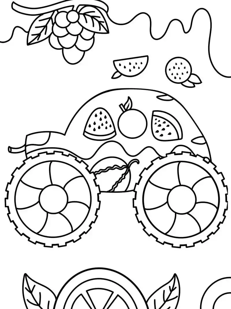 夏日水果91小车07创意画 儿童画 #创意美术儿童画# #儿童简笔画