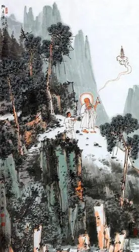 壁立千仞,云雾缥缈,高远深邃.鞠占圃禅意山水画作品