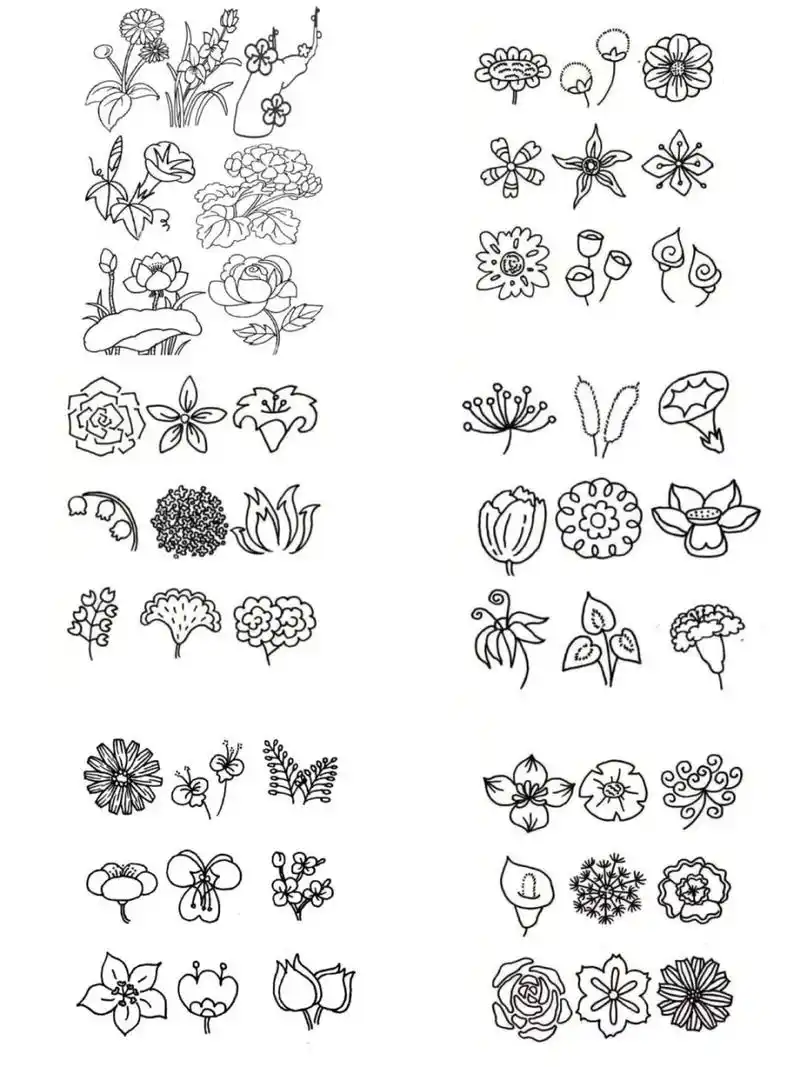 花卉素材合集/花朵简笔画/花花草草,绿叶 简笔画素材大全##简笔画# #
