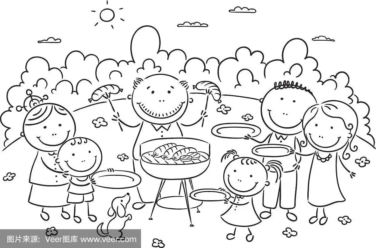 一家人在户外野餐