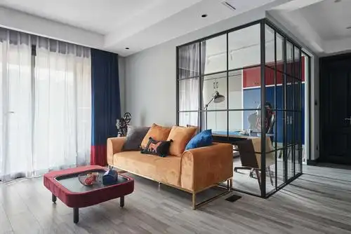 90㎡二居装修玻璃窗隔断效果图