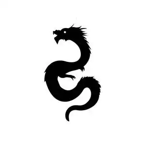 白色 ba 上的日本龙图标矢量符号与符号分离照片