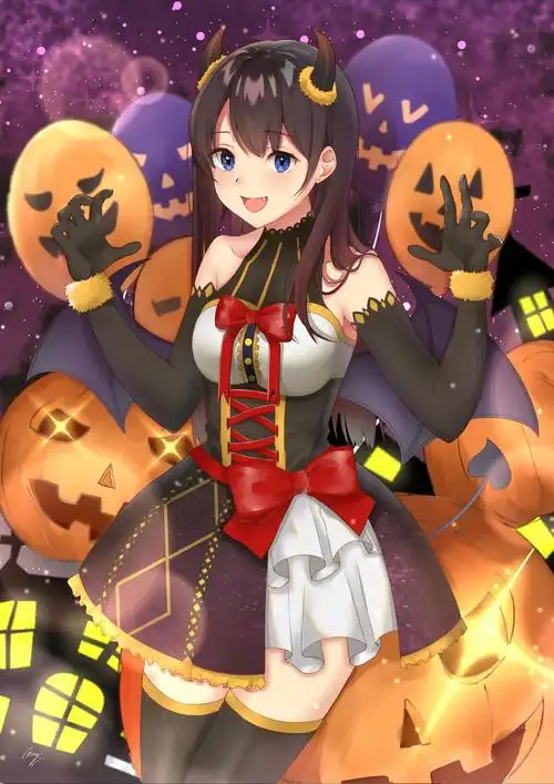 万圣节快乐小恶魔女孩子黑色丝袜4k高清壁纸手机竖屏