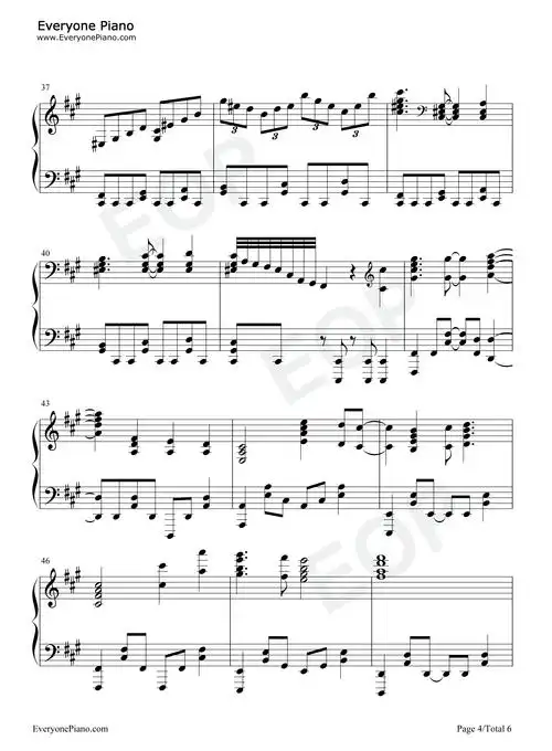 暗影刺客-伍六七之玄武国篇op五线谱预览4-钢琴谱文件(五线谱,双手