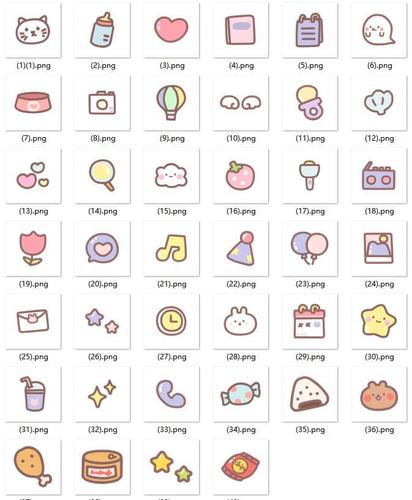 40张小图标卡通图案表情素材电子贴纸手账设计png免抠饭圈美工