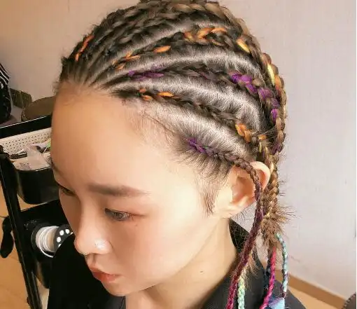 女生半头脏辫刘海扎法图片大全_麻花辫_西子美发网