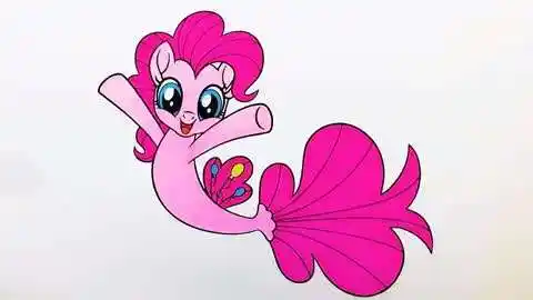 简笔彩绘  :小马碧琪美人鱼