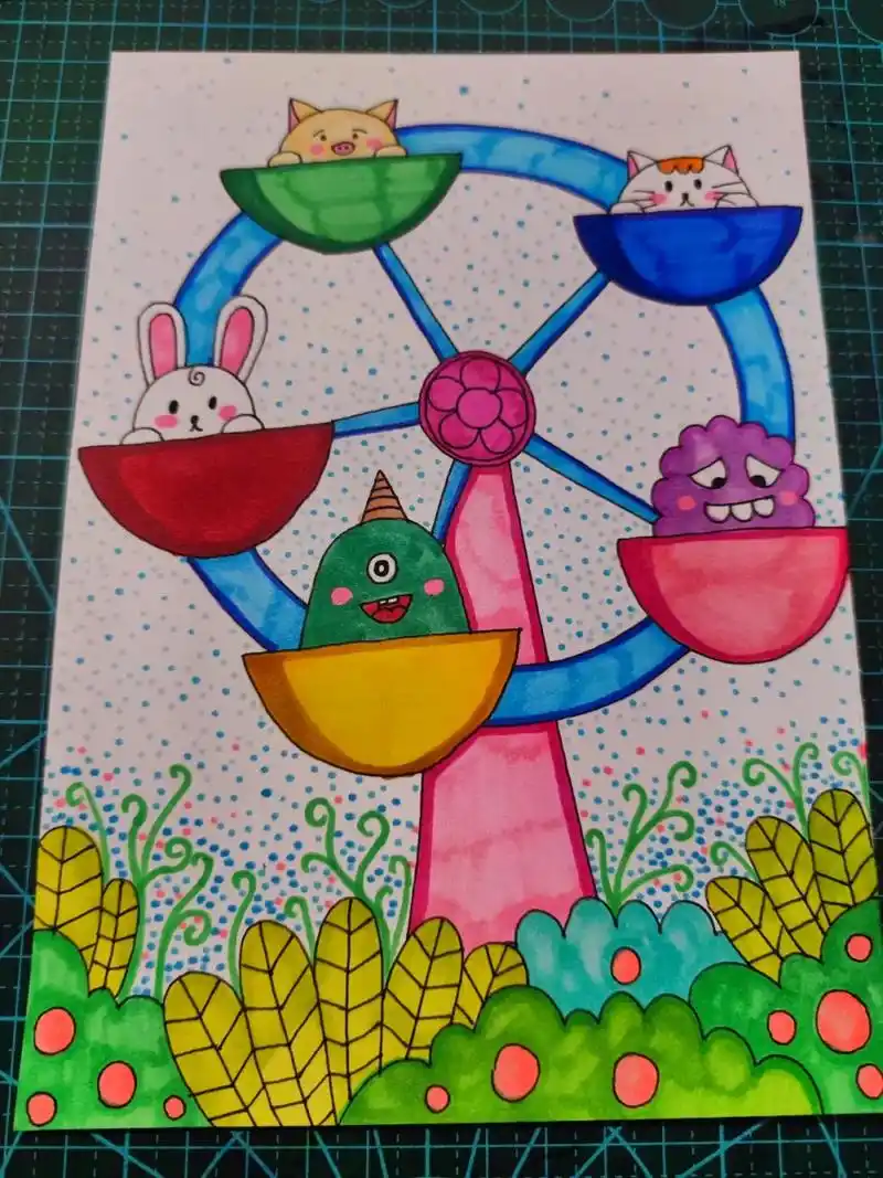 少儿美术教育 #创意美术 #零基础学画画 #简笔画 《摩天 - 抖音