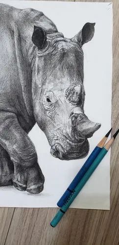 炭笔素描-犀牛 - 原创作品 - 站酷(zcool)