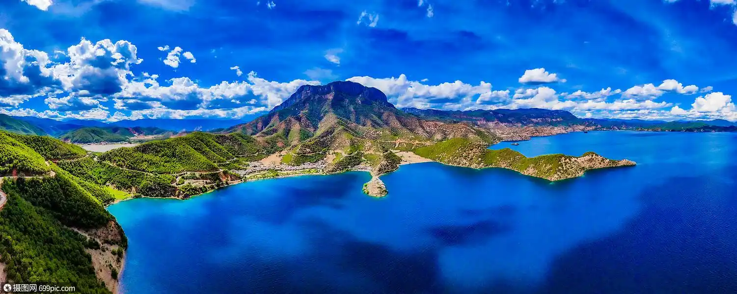 泸沽湖航拍全景图自然风景