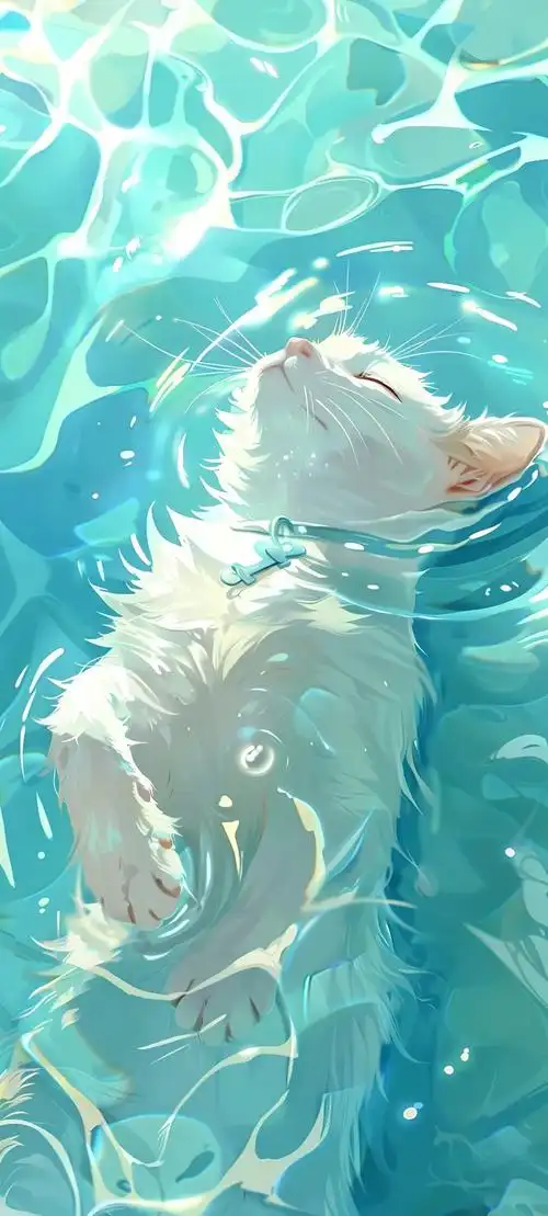 可爱超萌猫咪戏水手机壁纸图片快快收藏