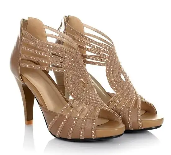 今夏罗马风优雅派对真皮凉鞋 捷克水钻交叉