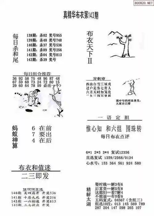 2024年143期精华布衣3d全图