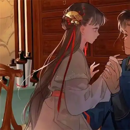 古风情头动漫一左一右分开高清图片_情侣动漫头像_头像屋