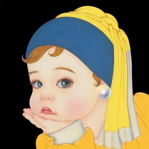 一些戴珍珠耳环的少女的头像欢迎大家补充哈