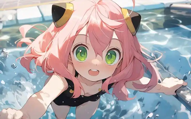 间谍过家家 阿尼亚 泳池派对系列 原创4k高清平板电脑壁纸