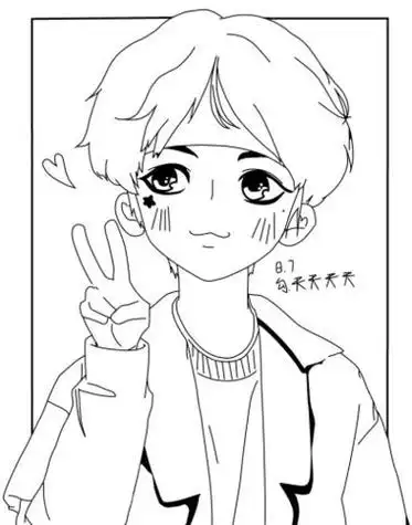 蔡徐坤卡通萌图简笔画