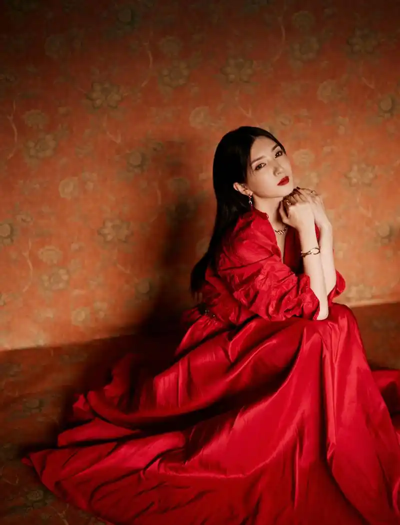 江疏影红色衣服#美女