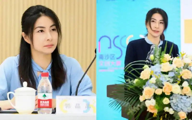 郭晶晶为南沙文化会致辞,任职会长气场全开,素颜皮肤白到发光