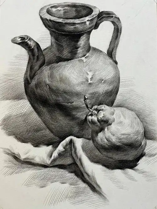 喜欢这样的线条,想画一下试试#绘画日常  #素描静物  #画画