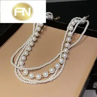 新款多层珍珠项链锁骨链颈链夸张个本命年送女友母亲礼物【图片 价格